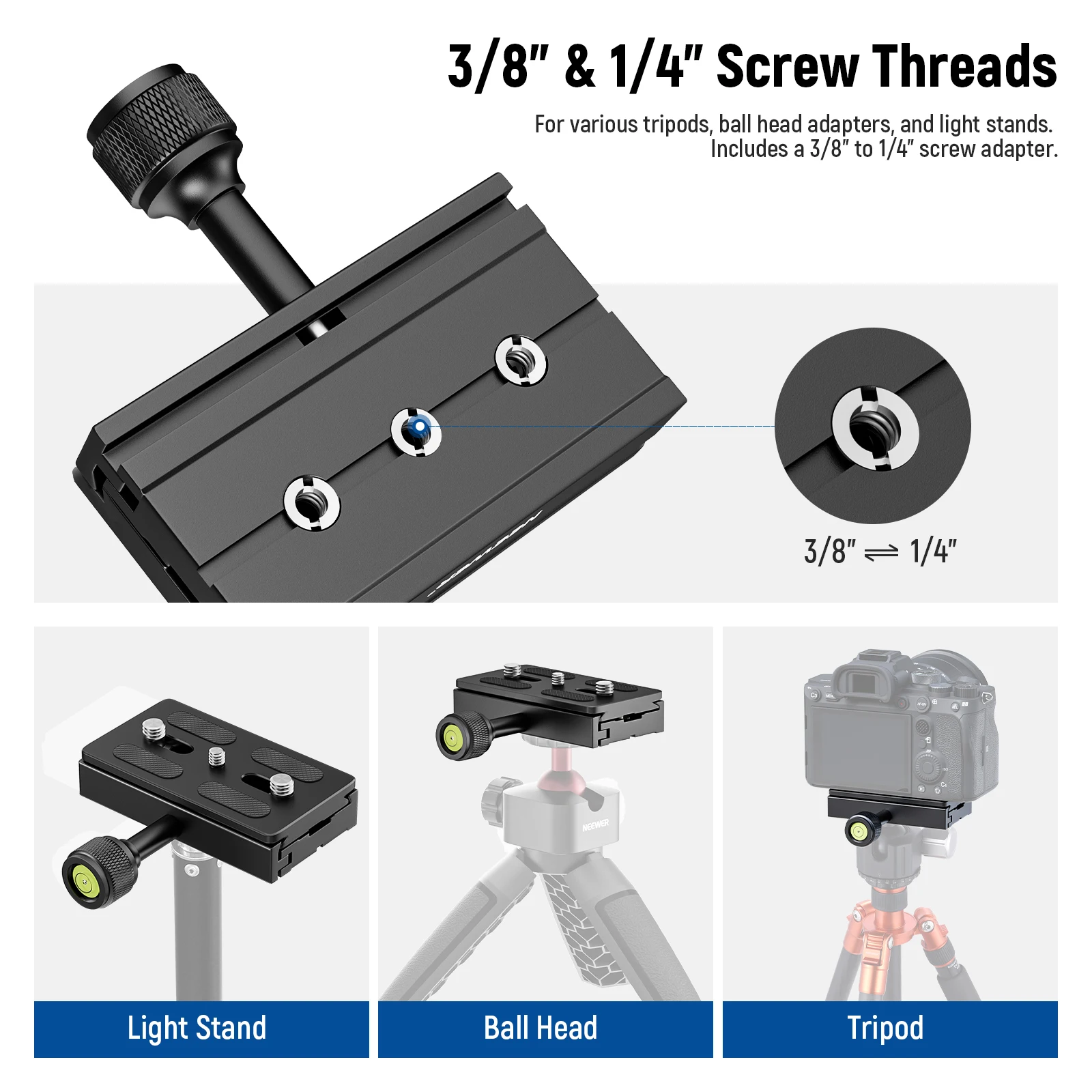 Quick Release Plate with Clamp Adapter Set QR Plate with Clamp Bubble Level For