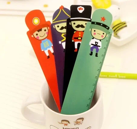Kawaii Cartoon Soldier Doll Ruler Bookmark - 15cm Straight Ruler for School and Office Supplies