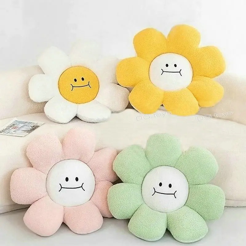 Yhoelata Cuscino Fiore, Cuscino a Forma di Fiore Bianco Giallo, Cuscini Decorativi Divano, Fiori di Peluche, Cuscini Decorativo da Pavimento con Margherite, Decor Letto per Bambini, 50 cm