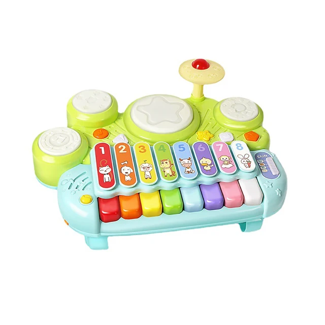 3 in 1 Baby Musical Toys, Piano Keyboard Xylophone Drum Set, Baby Piano for Toddlers 1-3, Drum Set for Toddlers 1-3, Baby Toys 6-12 Months Boys Girls 1
