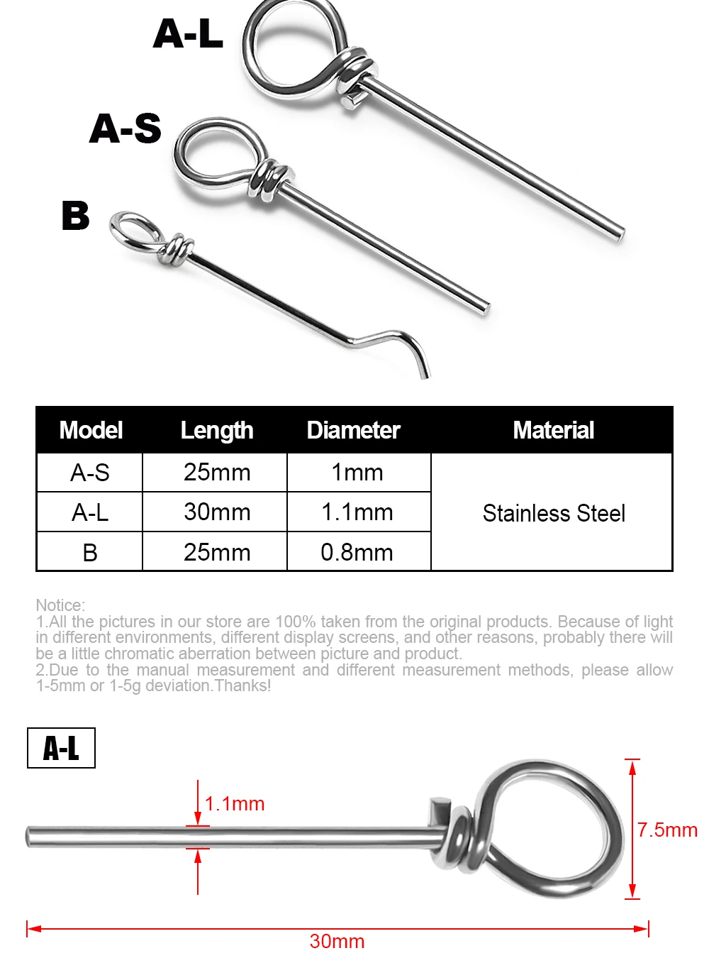 Spinpoler 100 teile/beutel Stinger Angeln Spike Edelstahl Weichen Köder Gebogen Mitte Pin Pike Rig Swimbait Shad Zubehör Pesca – Detail 2