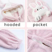 Coral Velvet Onesies Women Cute Rabbit Kigurumi Unicorn Preppy Cartoon Hooded Kawaii Thicker Winter Warm Cotton Pajamas Homewear - Image 6