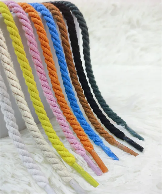 6 mm Linen Cotton Weaving Style Twisted Rope Shoelaces Low-top Canvas Beige  Pink Shoes laces