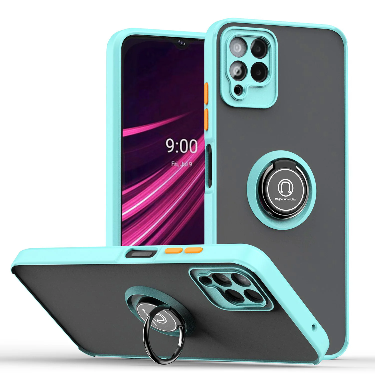 Magnetic Kickstand Shockproof Heavy Duty Phone Cover with Metal Ring