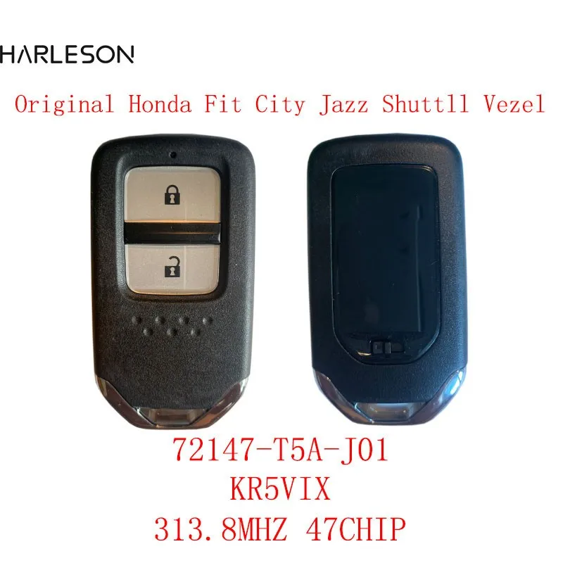 Original Black Logo  313.8MHz 47Chip  Keyless Smart Car Remote Key 72147-T5A-J01 For OEM Honda Fit City Jazz Shuttle Vezel  2014 oem smart remote key fob for honda city jazz hrv shuttle vezel 2015 2019 72147 t5a j01 72147 t5c j01 434mhz 313 8mhz id47 chip