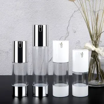 15ml 30ml 50ml 20pc/lot empty silver airless dispenser plastic pump for cosmetics and skin care eye cream airless travel bottles