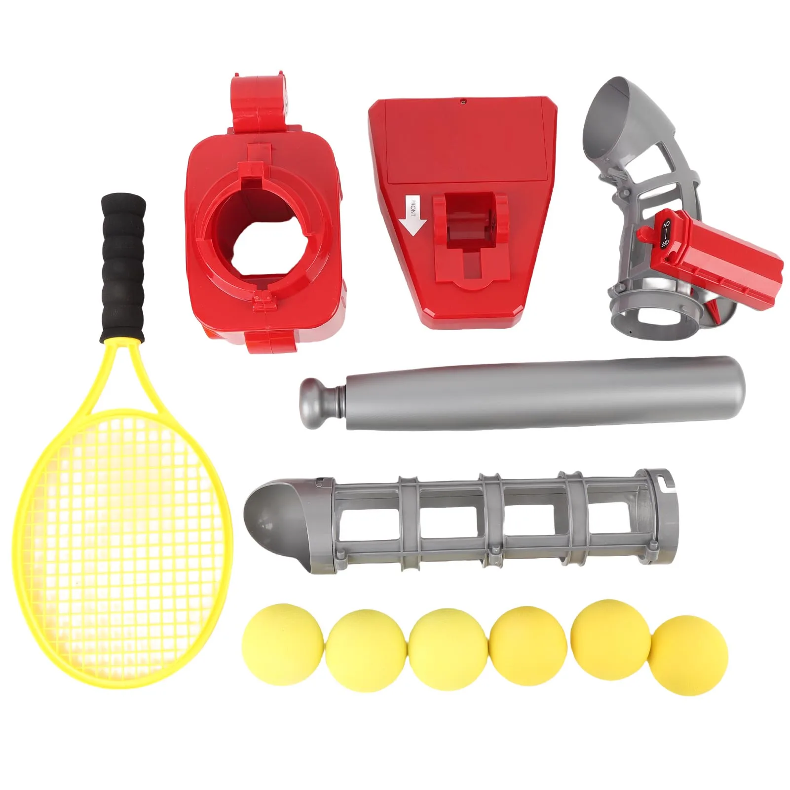 2-in-1-Baseball-Tenniskrug, automatisches Pitching-Maschinen-Set mit Baseballschläger, Tennisschläger, für Jungen und Mädchen, für drinnen und draußen, Sportspiel