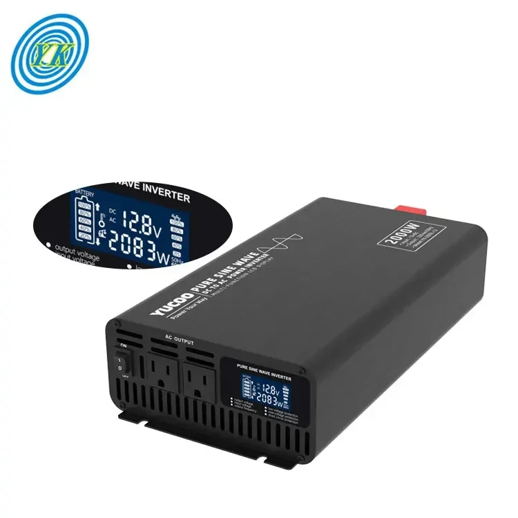 디지털 LCD 디스플레이 12V 24V 48V 60V DC에서 220V AC 2000W 순수 사인파 인버터
