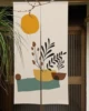 Geometric Plant Pattern Japanese Door Curtain Minimalist Noren Style Boho Bedroom Kitchen Partition Doorway Curtain Half-Curtain 3