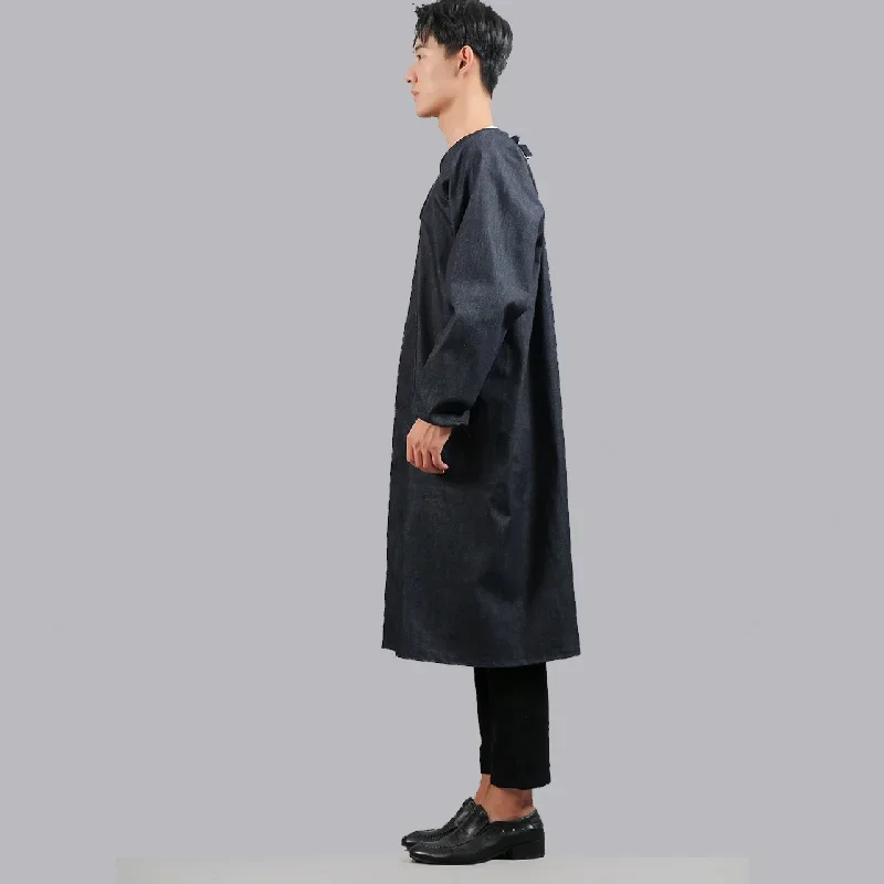 Wear-Resistant Denim Clothing Reversible Long Sleeve Vest For Men And Women With Back Strap Loose-Fit Long Skirt Casual Western
