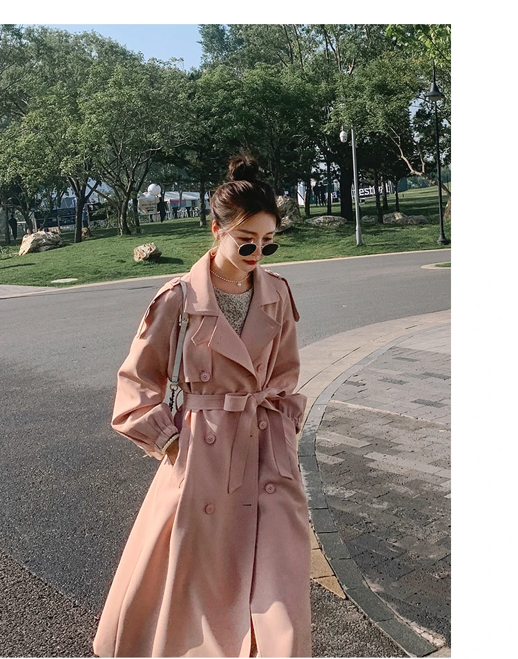 Women's Coat Pink Trench 2022 Spring Autumn Jacket Female Korean Sweet