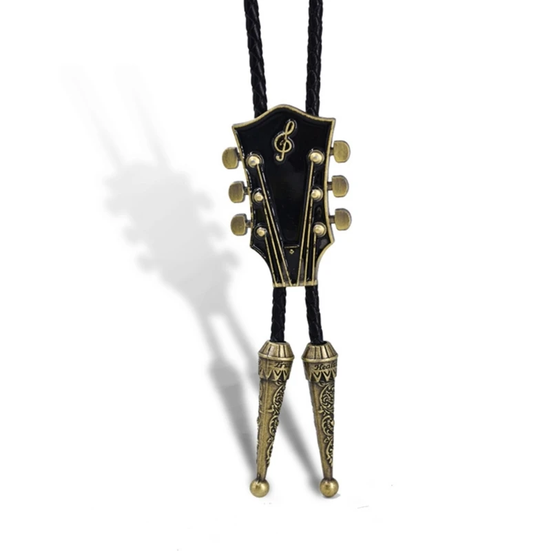 Western Bolo Krawatte Gaitar Bolo Krawatte Cowboy Leder Krawatte Moranse Bolo Krawatte Gaitar Musik Halskette Pullover Kette Halskette Dxaa