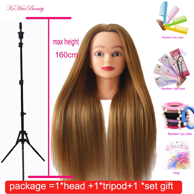 בובת ראש עבור תסרוקות Mannequin ראש עם 100% סינטטי ארוך ראש אימון שיער צמת שיער עם מהדק פאה Stand