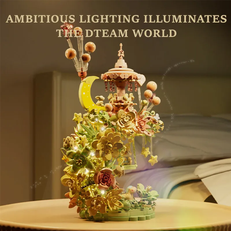 SEMBO 1300pcs Fantasy Flower Moon Model Assembly Building