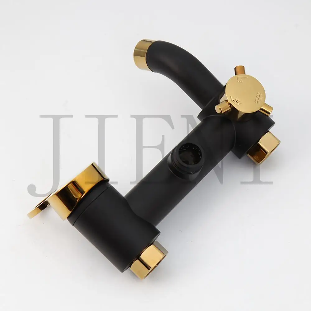 Description Picture 6 of itemJIENI 8 Inch Black Golden Bathroom Rainfall Shower Head System Bath & Shower Faucet Mixer Shower Set W/ Hand Spray Tap Set