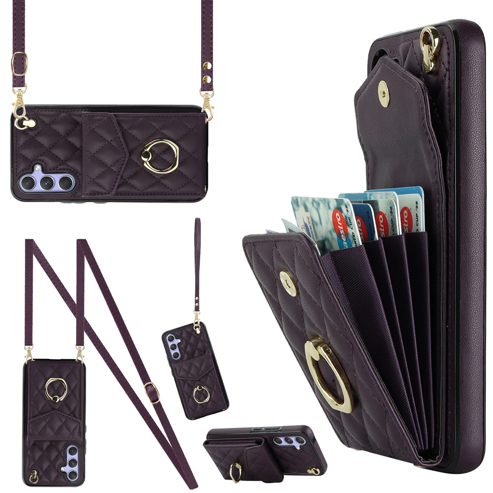 Stylish Leather Crossbody Phone Case with Lanyard