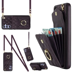 Stylish Leather Crossbody Phone Case with Lanyard - Sam A15 (Dark purple)