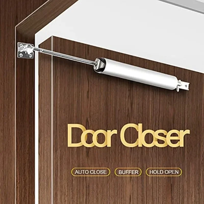 Automatic door soft close 90 degrees door closer 35KG pneumatic adjustable speed positioning stop door stopper door closer