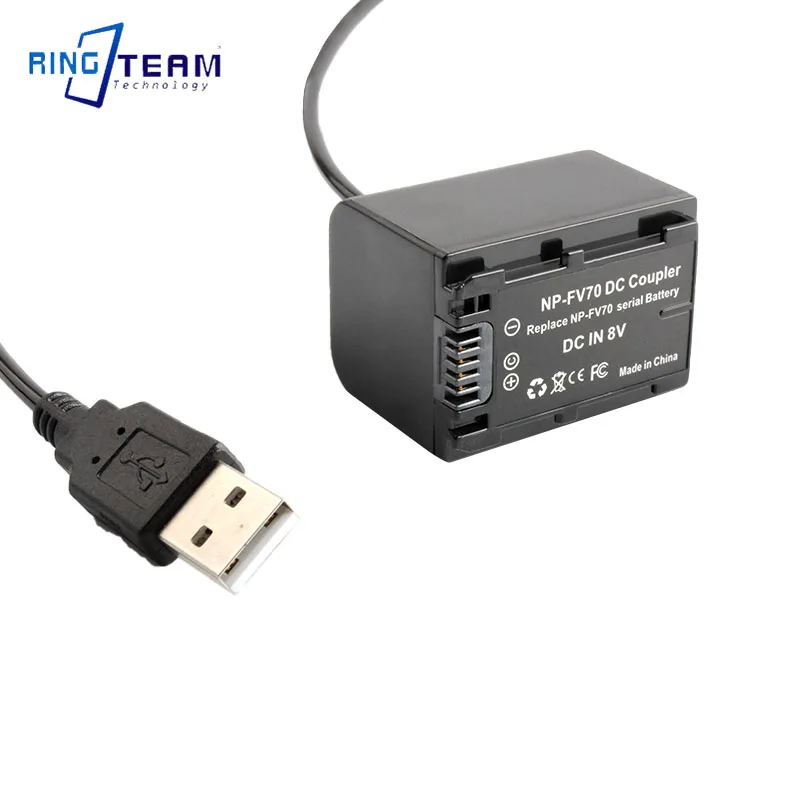 Coiled Cable USB to NP-F NP-FV70 NP-FV90 FV100 FV30 FV40 FV50 Dummy Battery For Sony DVD SR HC Serial Cameras & Light & Monitor