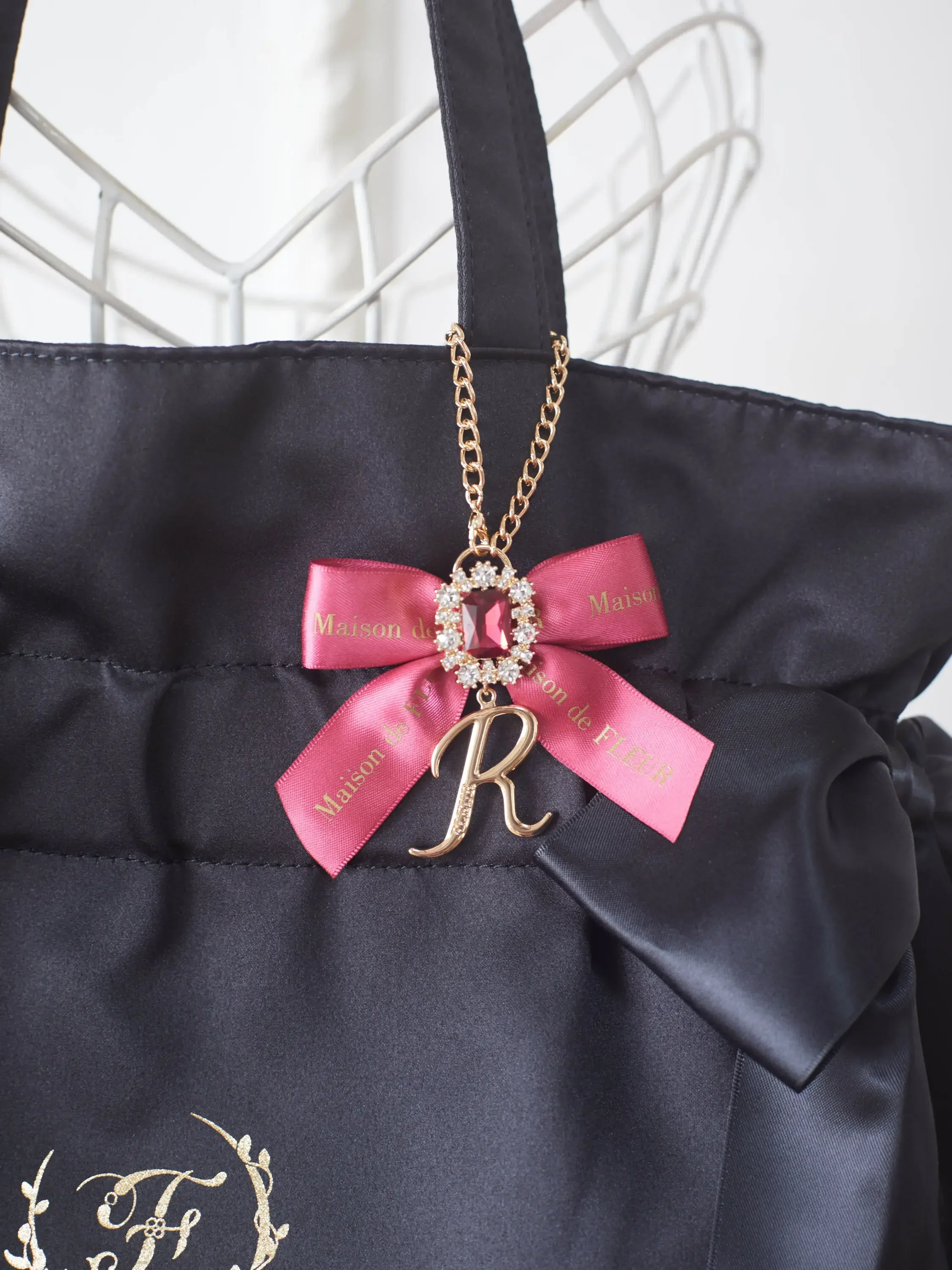 Japanese Style Delicate Rhinestone Pink Small Bowknot Bag Hanging Handbag Pendant Lolita Keychain Female Bag Charms
