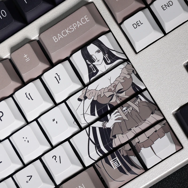 Chaves Pbt Tintura Subbed Keycaps dos Desenhos Animados Anime Gaming Key Caps Boa Hancock Keycap Viagem para Ansi 61 87 104 108 Layout 108 - Imagem 2