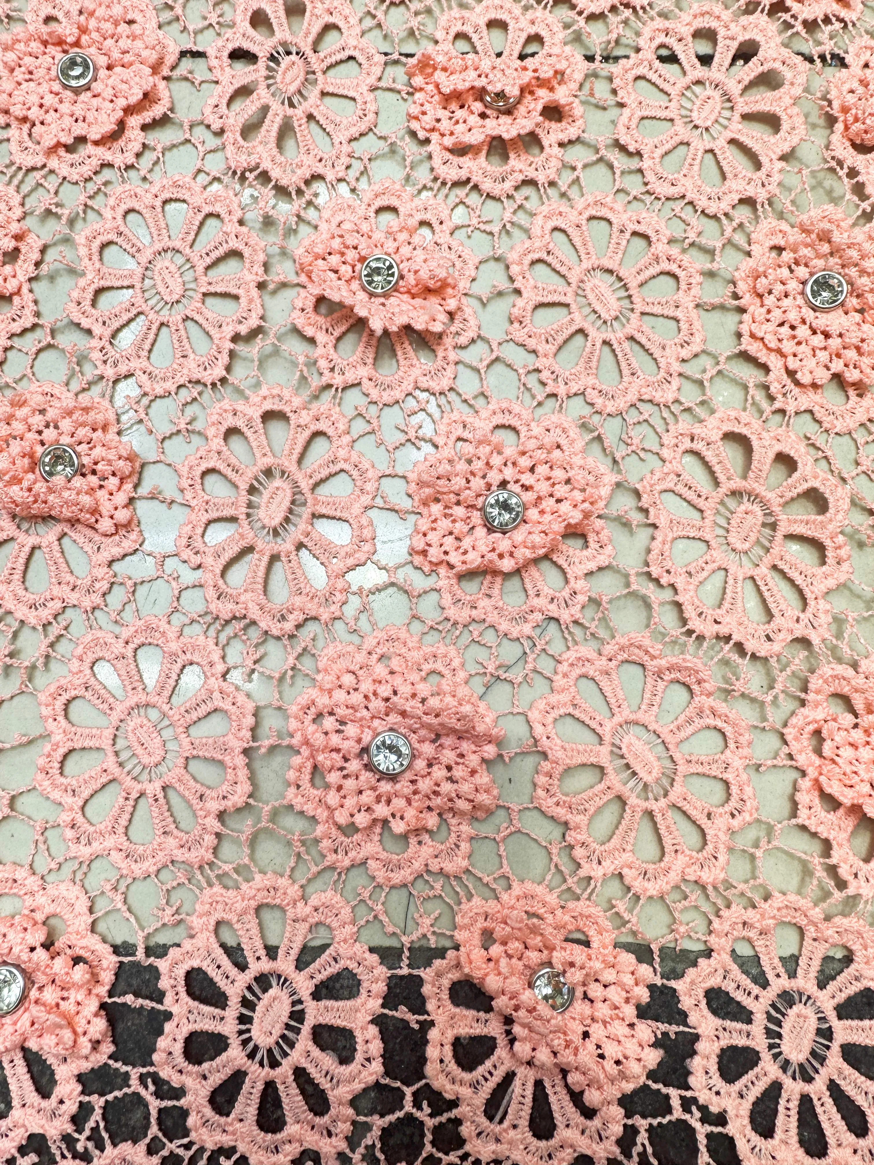 3D Large Flower Embroidery Lace Africa High Quality Lace 5yards Yarn Fabric For Fashion Women's Dresses Skirts Dresses fabric