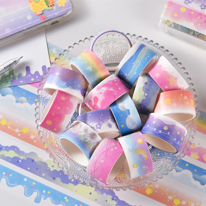 4Pcs Clouds Washi Tape Korean Stationery Masking Tape Cinta Adhesiva Decorativa Landscaping Scrapbooking Supplies Washi Tapes 2