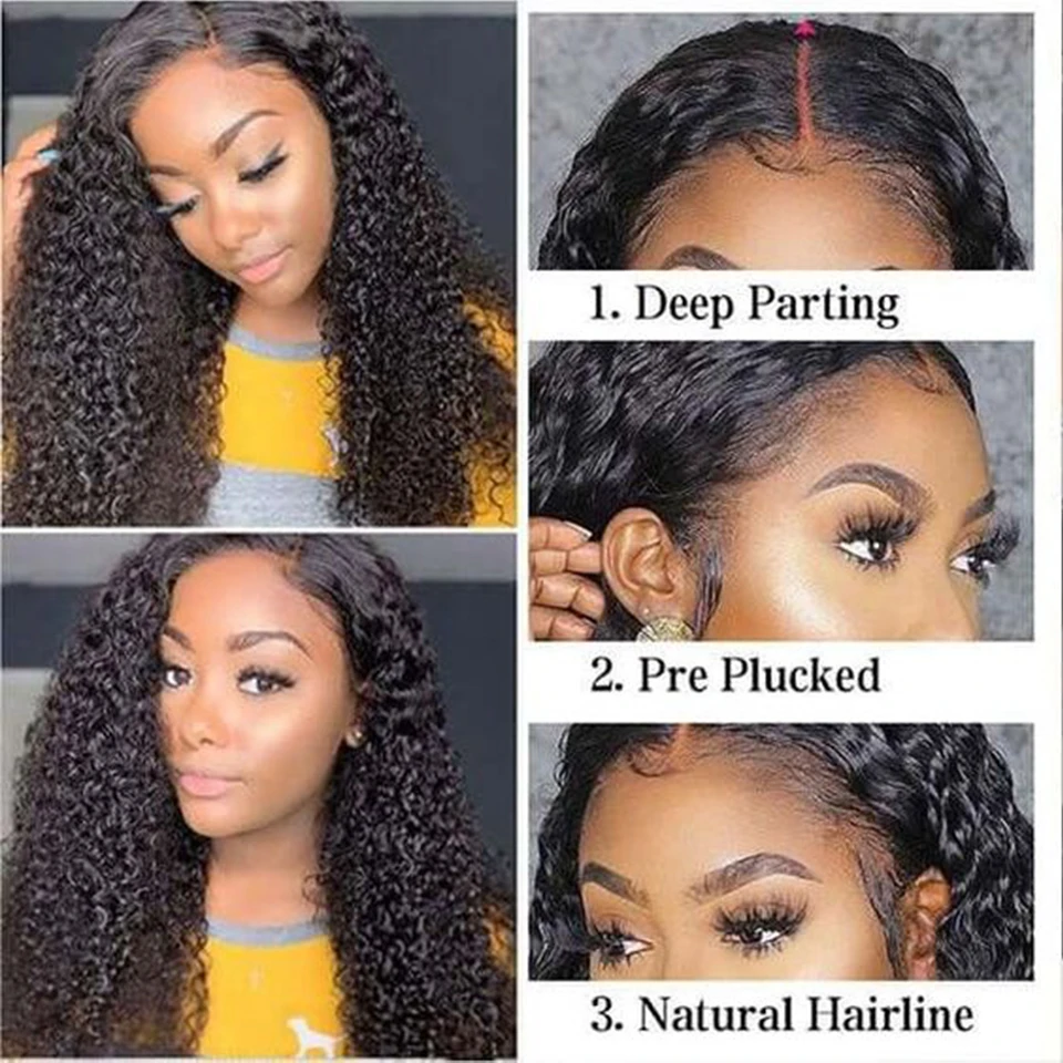 Kinky Curly Wave 13x4 Lace Frontal Transparent Swiss 13x4 Front Pre Plucked Brazilian Remy Human Hair On Sale 130% Density