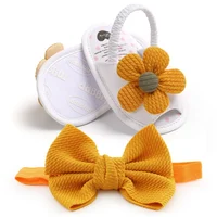 Newborn Baby Girls Shoes Bow Breathable Anti-Slip Summer Prewalker  Sandals+Headband 0-18M 5