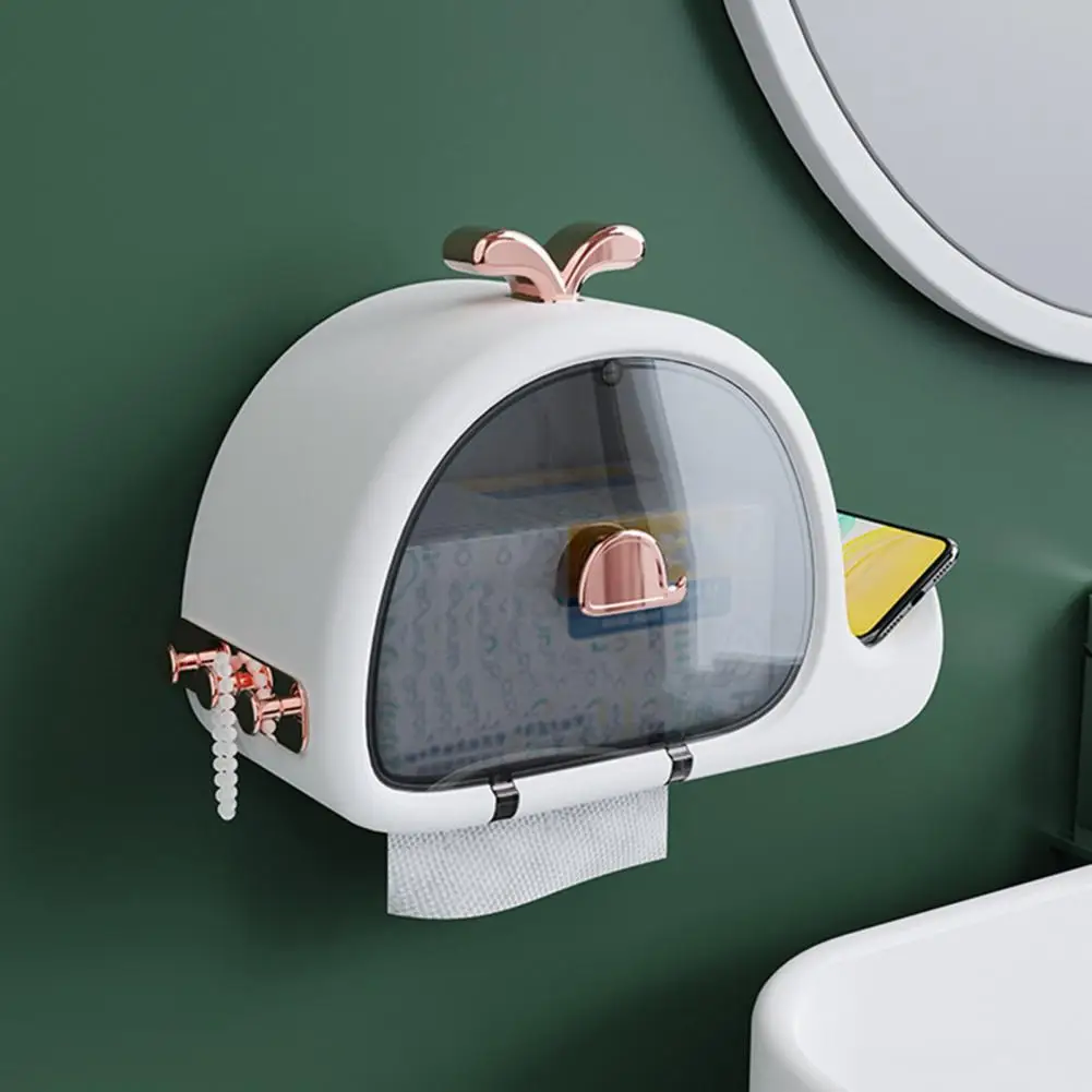 

Paper Tissue Box Wall Mounted Bathroom Paper Storage Organizer with Capacity Simple Installation Punch-free Toilet Paper Holder