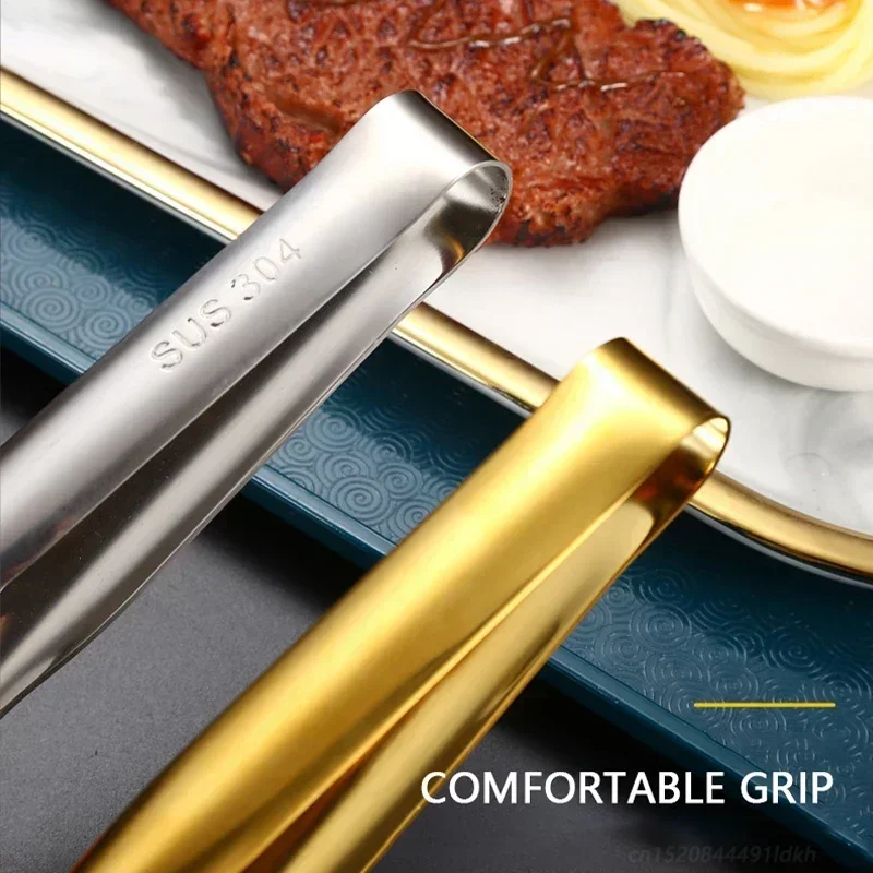 Gold Stainless Steel Kitchen BBQ Tongs Multi Styles Bread Salad Clip Steak Cooking Frying Spatula Serving Clamp Cooking Utensils