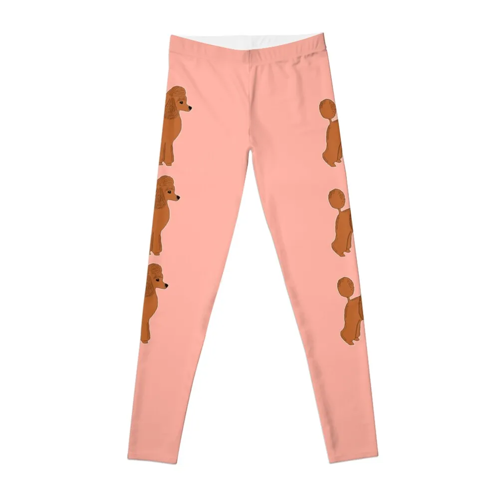 

Red Apricot Poodle with Peach Pink & Hearts Leggings jogging pants Women's sportswear flared Womens Leggings