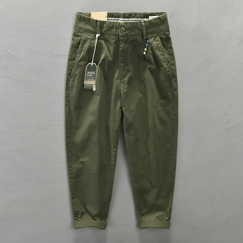 Autumn Men's Trousers Cotton Casual Button Big Pocket Velvet Cargo Pants Oversize 4XL