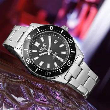 LAULEX 럭셔리 남성용 완전 자동 스캐닝 수입 무브먼트 시계, 사파이어 크리스탈 날짜, Shouus 방수 쿼츠 시계, 신제품