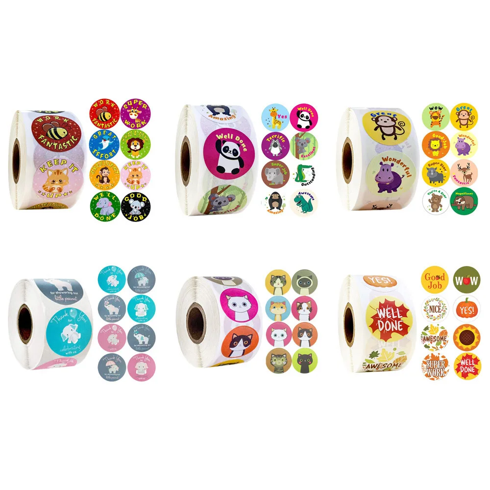 

500pcs/wad Animals cartoon Stickers for kids classic toys sticker school teacher reward sticker Various styles designs pattern