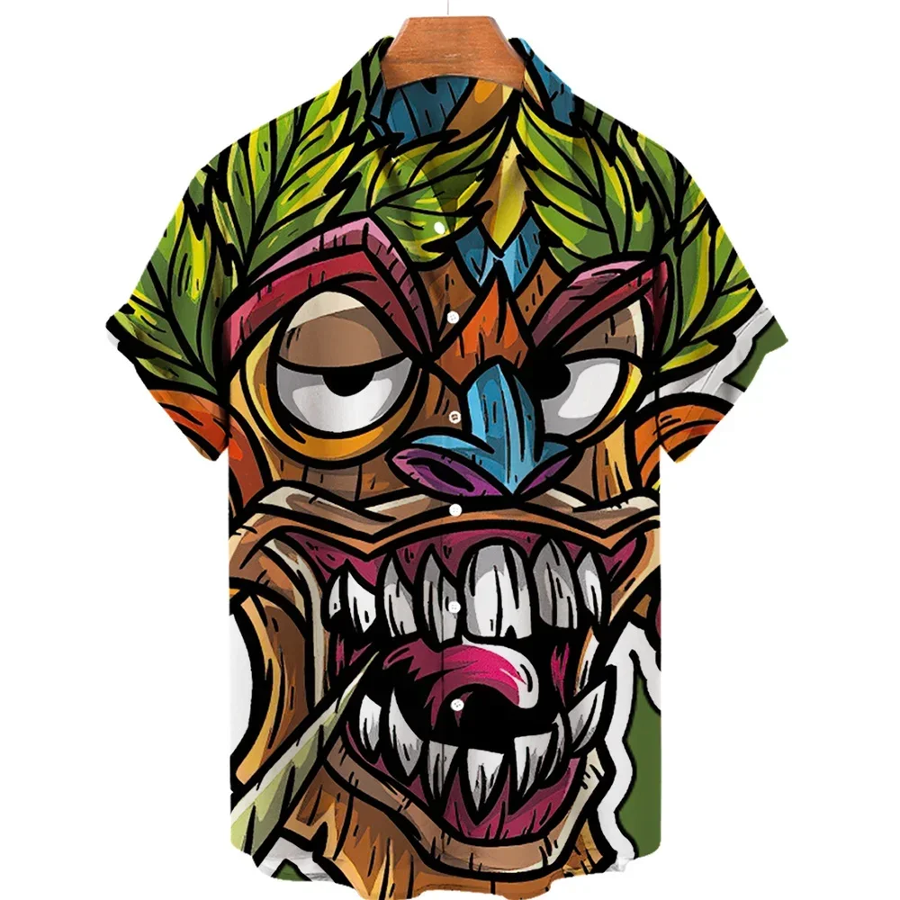 

New Style Men's Shirts Skull Printed Street Wear Male Shirt Short Sleeve Eu Size Hawaiian Casual Shirt Man Oversized Summer