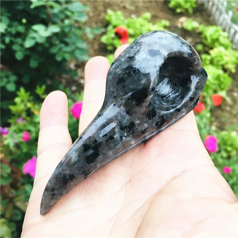 Natural Firestone Crow Skull Crystal Stone Crow Skull Intagliato A Mano Bird Animal Figurine Energy Crafts Decorazione Della Casa Come Regalo