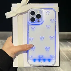Radiant Bowknot Luminous Phone Case with Five - Color Light Effects - iPhone 15 (A)