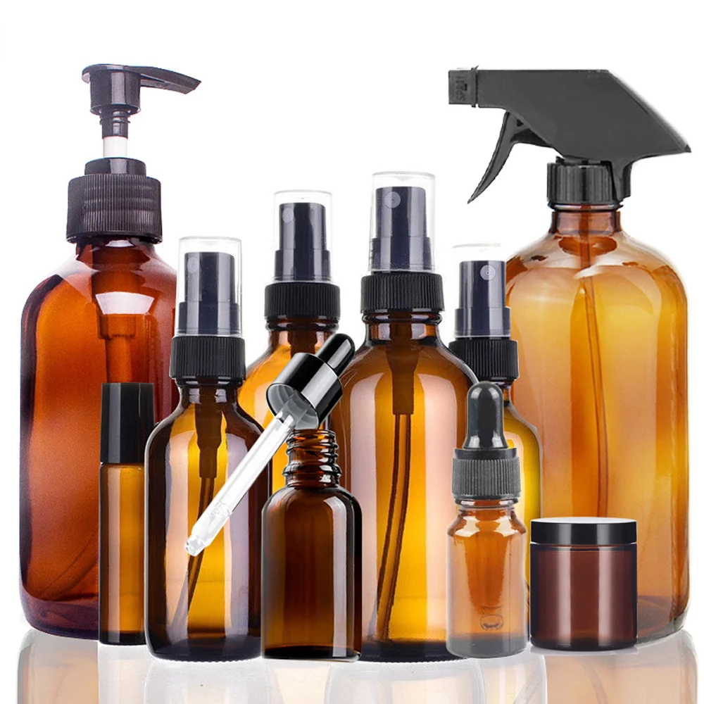 10/15/20/30/50/100/500ml Amber Glass Spray/Dropper Bottles Sprayer ...