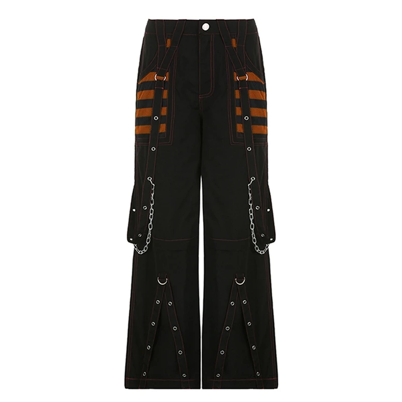Punk Style Y2k Wid Leg Denim Pants E-girl Gothic Loose Trousers Cyber Grunge Cargo Pants Harajuku High Waist Baggy Jeans Women 6