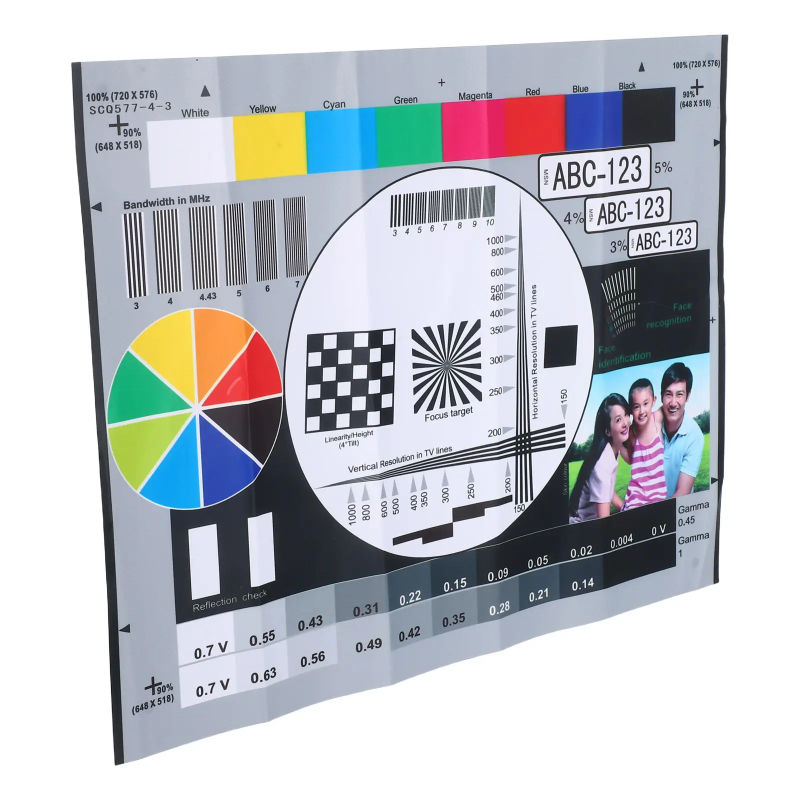 모니터 교정 도구 16x12.6 컬러 교정 컬러 휠 차트 고해상도 디스플레이 테스트 카드 렌즈 초점 조정