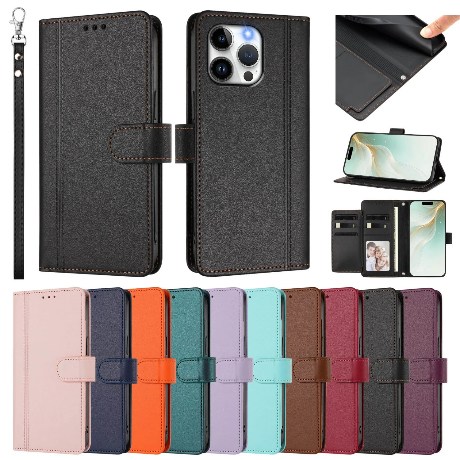 Premium PU Leather Flip Wallet Phone Case Cover
