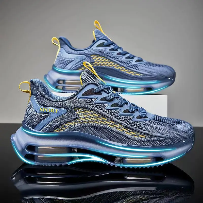 

New large size men's casual shoes mesh surface breathable air cushion thick soled sneakers men's non-slip fashion men loafers