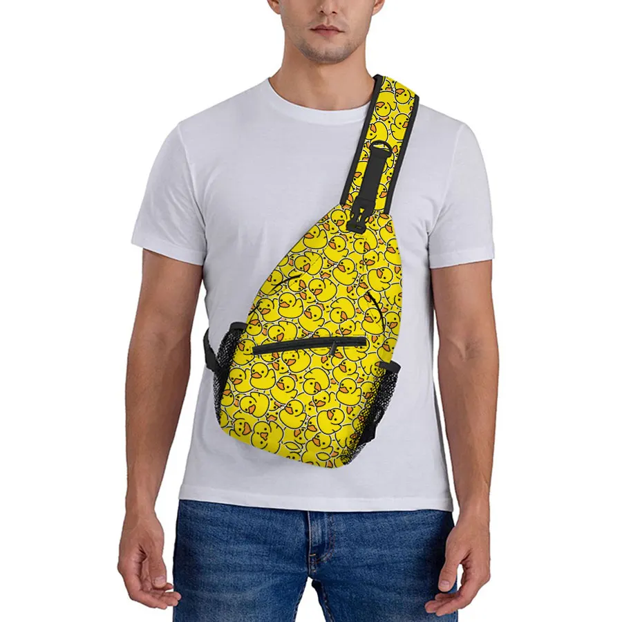 Gelbe Enten-Muster Große Brusttasche für Männer, Frauen und Kinder Bestes Geschenk 2D Flache Cartoon-Tasche mit Großer Kapazität für Outdoor-Sport Freizeit Mode – Detail 7