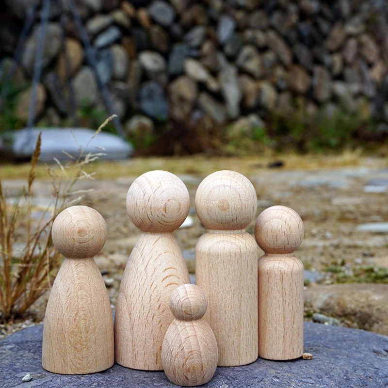 1Pc Wooden DIY Crafts Unfinished Wooden Peg Dolls Natural Wooden Blanks for Wood Christmas Ornaments Home Decoration