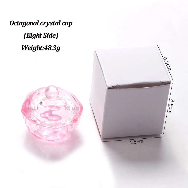 1 Pc Pink Glass Crystal Cup Acrylic for Professional Nails Heart Dappen Liquid Crystal Pwder Clear Acrylic Liquid Monomers Tools 6