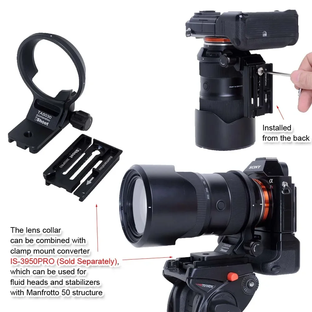 IShoot Bague De Montage Pour Trépied 81 Mm Usinée CNC Pour Objectif Sony 70-400 Mm