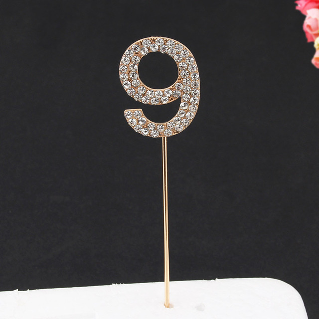 Topper Happy Birthday Party Glitter Alloy Rhinestone 1-9 Number Baby Shower Birthday 1 Year Birthday Digital Diy Cake Decor
