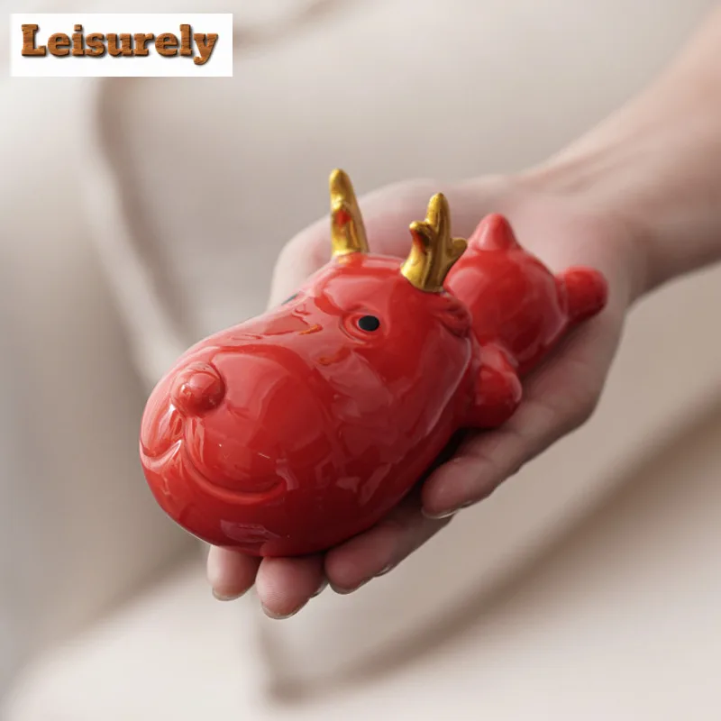 Cute Cartoon Papapua Deer Tea Pet Luxury Exquisite Miniatures Tea Figurine Play Toys Tea Statue Ornaments Tea Table Workmanship