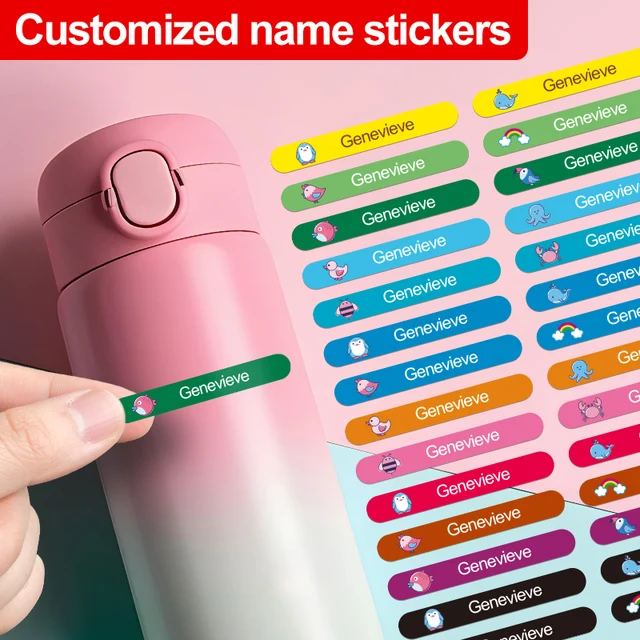 Custom Waterproof Name Stickers for Kids - Personalized Animal Designs Eco-Friendly Labels for School Bags, Books & Stationery